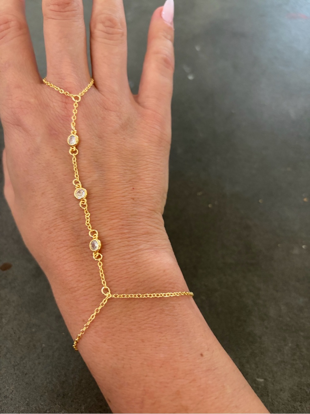 Gold plated Crystal Hand Chain Bracelet - Women Jewelry